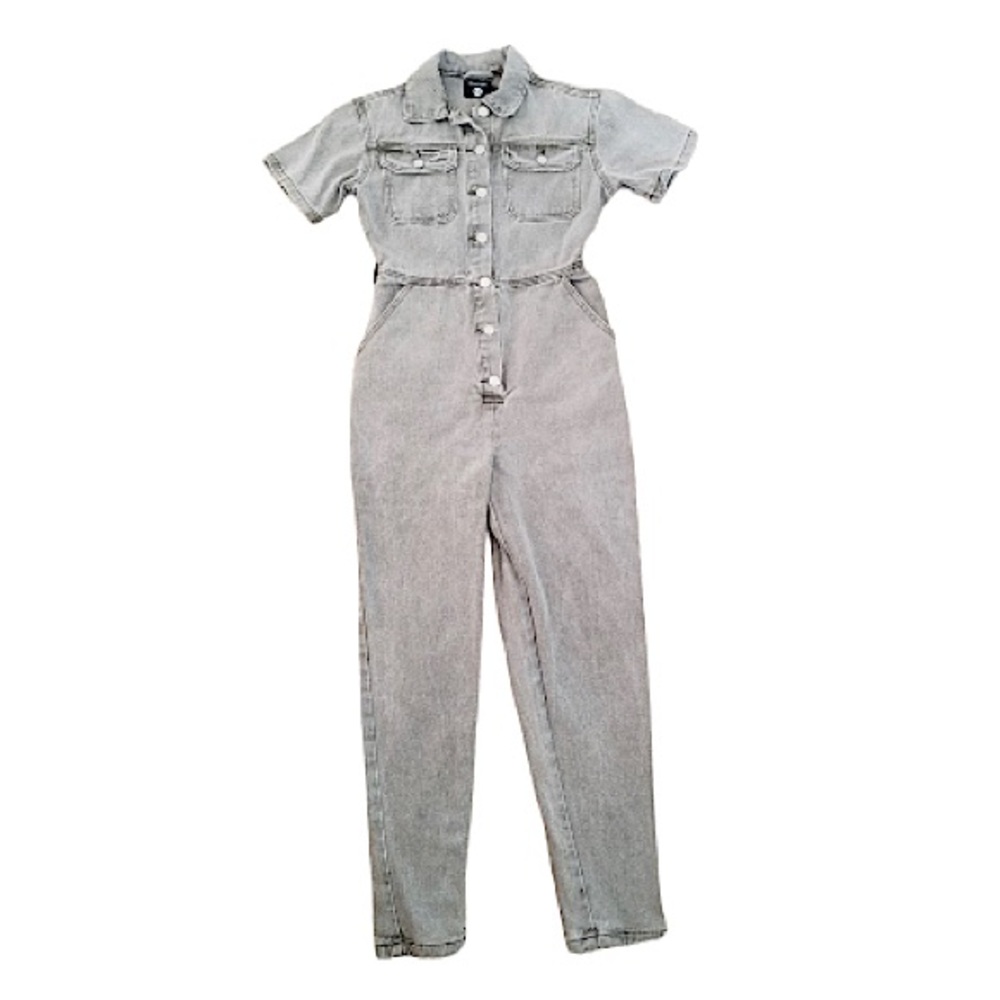 Boohoo Denim Short Sleeve Jumpsuit